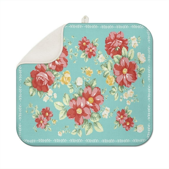 Dish Drying Mat for Kitchen Counter Pioneer Pink Peel Absorbent Reversible Microfiber Kitchen Countertop Protector Dishes Pad Small 16x18 Inch