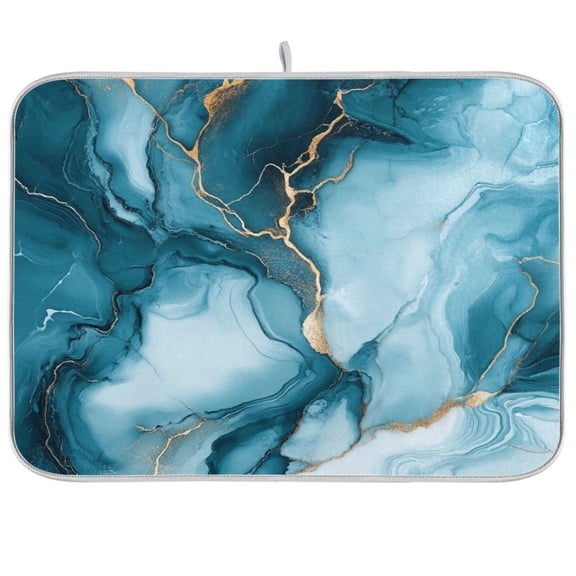 Dish Drying Mat for Kitchen Counter | Reversible, Super Absorbent & Hanging | 16x18 / 18x24 Inch (S/M)，Abstract Marble Pattern