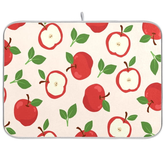 Dish Drying Mat for Kitchen Counter | Reversible, Super Absorbent & Hanging | 16x18 / 18x24 Inch (S/M),Apples