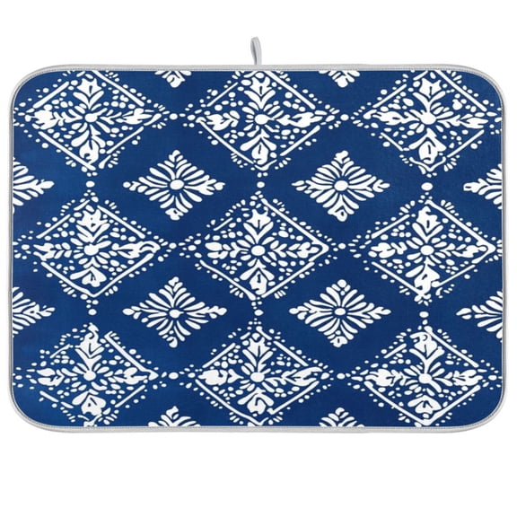 Dish Drying Mat for Kitchen Counter | Reversible, Super Absorbent & Hanging | 16x18 / 18x24 Inch (S/M),Batik Pattern