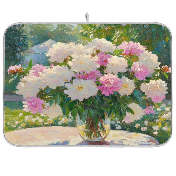 Dish Drying Mat for Kitchen Counter | Reversible, Super Absorbent & Hanging | 16x18 / 18x24 Inch (S/M),Beautiful Flowers