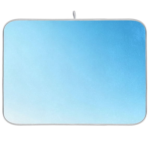 Dish Drying Mat for Kitchen Counter | Reversible, Super Absorbent & Hanging | 16x18 / 18x24 Inch (S/M)，Blue Solid Color