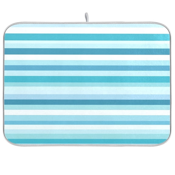 Dish Drying Mat for Kitchen Counter | Reversible, Super Absorbent & Hanging | 16x18 / 18x24 Inch (S/M),Blue Stripe