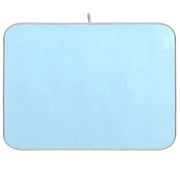 Dish Drying Mat for Kitchen Counter | Reversible, Super Absorbent & Hanging | 16x18 / 18x24 Inch S/M Blue