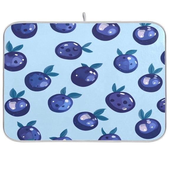 Dish Drying Mat for Kitchen Counter | Reversible, Super Absorbent & Hanging | 16x18 / 18x24 Inch (S/M),Blueberry