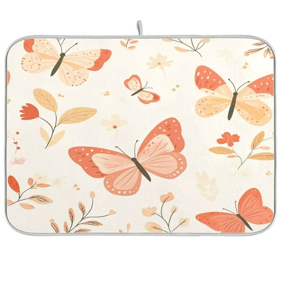 Dish Drying Mat for Kitchen Counter | Reversible, Super Absorbent & Hanging | 16x18 / 18x24 Inch (S/M),Butterfly