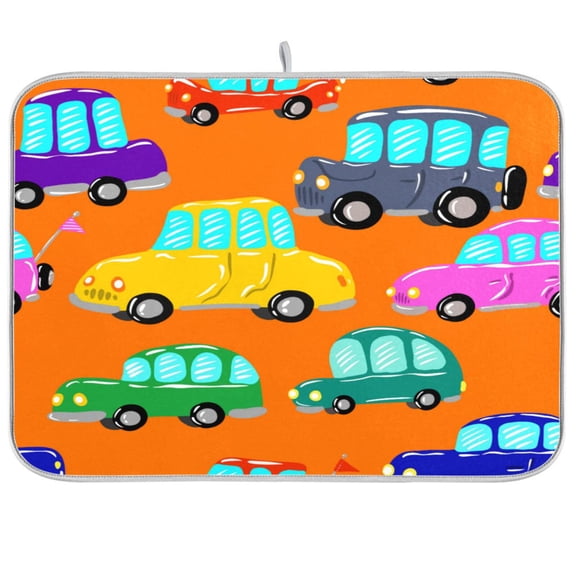 Dish Drying Mat for Kitchen Counter | Reversible, Super Absorbent & Hanging | 16x18 / 18x24 Inch (S/M),Car
