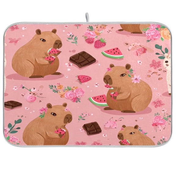 Dish Drying Mat for Kitchen Counter | Reversible, Super Absorbent & Hanging | 16x18 / 18x24 Inch (S/M),Cute Animals