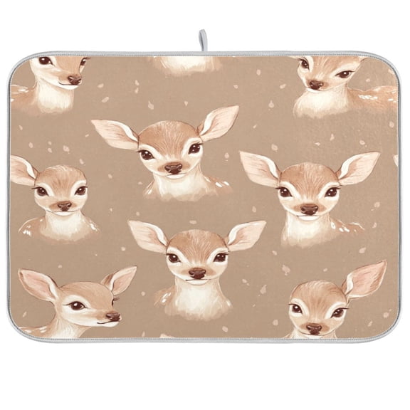 Dish Drying Mat for Kitchen Counter | Reversible, Super Absorbent & Hanging | 16x18 / 18x24 Inch (S/M),Cute Deer
