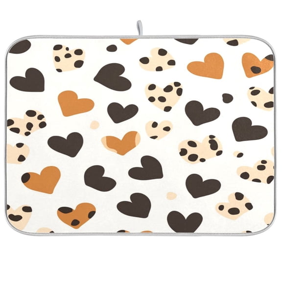 Dish Drying Mat for Kitchen Counter | Reversible, Super Absorbent & Hanging | 16x18 / 18x24 Inch (S/M),Cute Leopard Print