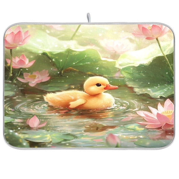 Dish Drying Mat for Kitchen Counter | Reversible, Super Absorbent & Hanging | 16x18 / 18x24 Inch (S/M),Duck