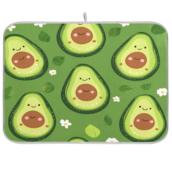 Dish Drying Mat for Kitchen Counter | Reversible, Super Absorbent & Hanging | 16x18 / 18x24 Inch (S/M),Green Backgr