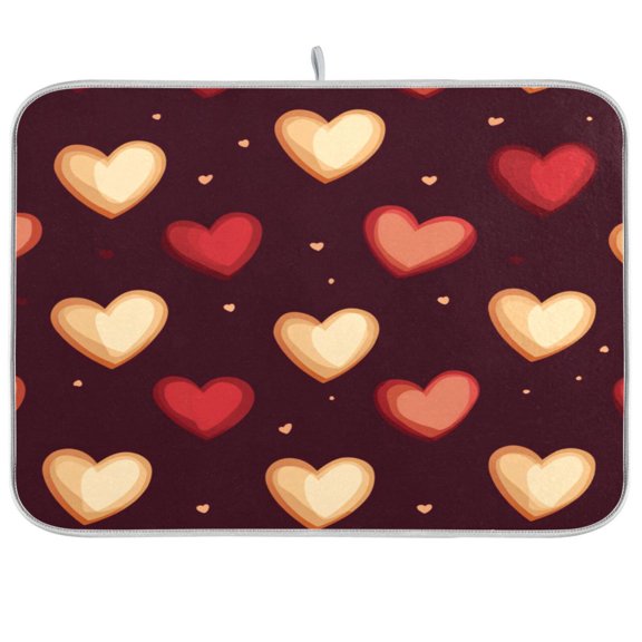 Dish Drying Mat for Kitchen Counter | Reversible, Super Absorbent & Hanging | 16x18 / 18x24 Inch (S/M),Heart