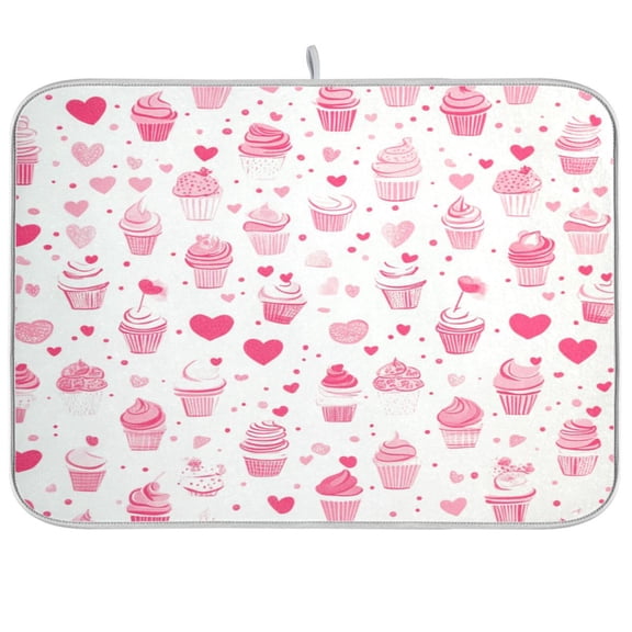 Dish Drying Mat for Kitchen Counter | Reversible, Super Absorbent & Hanging | 16x18 / 18x24 Inch (S/M)，Ice Cream