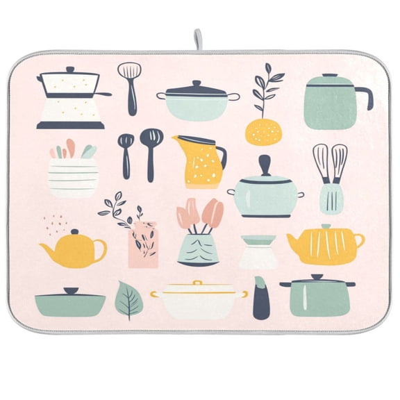 Dish Drying Mat for Kitchen Counter | Reversible, Super Absorbent & Hanging | 16x18 / 18x24 Inch (S/M)，Kitchen Utensils and Cooking Tool