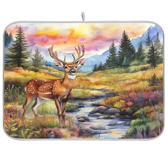 Dish Drying Mat for Kitchen Counter | Reversible, Super Absorbent & Hanging | 16x18 / 18x24 Inch (S/M),Lonely Deer