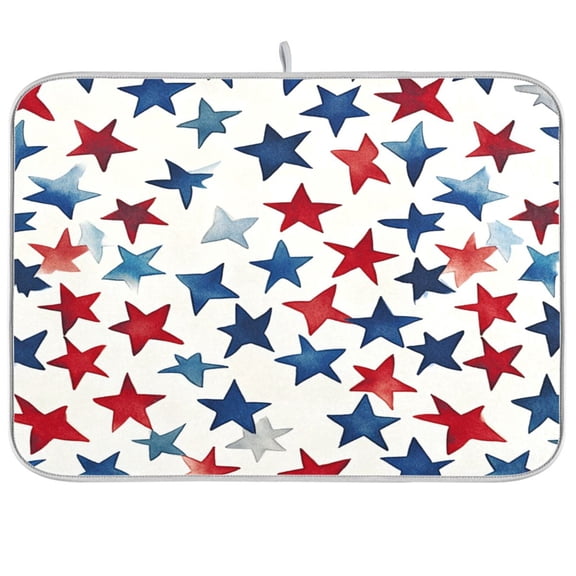Dish Drying Mat for Kitchen Counter | Reversible, Super Absorbent & Hanging | 16x18 / 18x24 Inch (S/M),Many Stars