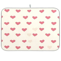 Dish Drying Mat for Kitchen Counter | Reversible, Super Absorbent & Hanging | 16x18 / 18x24 Inch (S/M)，Pink Hearts