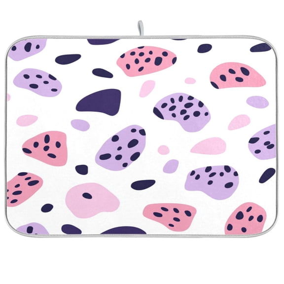 Dish Drying Mat for Kitchen Counter | Reversible, Super Absorbent & Hanging | 16x18 / 18x24 Inch (S/M),Pink Leopard Print Pattern