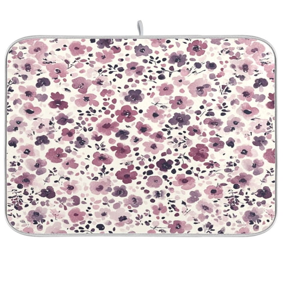 Dish Drying Mat for Kitchen Counter | Reversible, Super Absorbent & Hanging | 16x18 / 18x24 Inch (S/M)，Pink and Dusty Rose