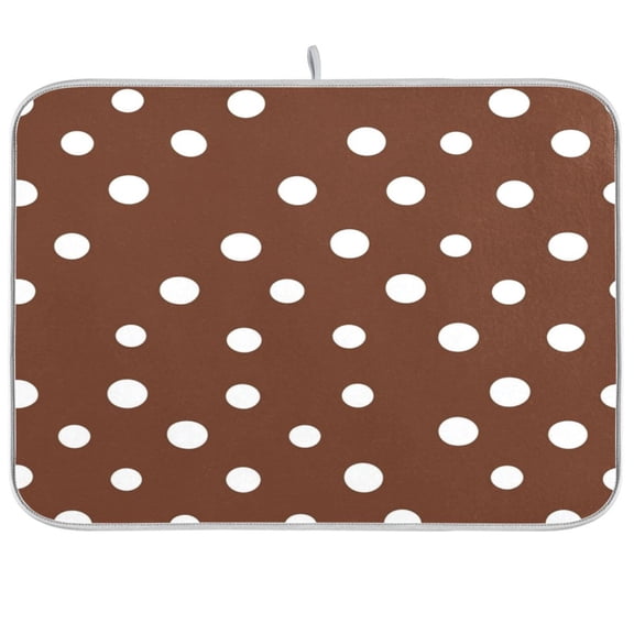 Dish Drying Mat for Kitchen Counter | Reversible, Super Absorbent & Hanging | 16x18 / 18x24 Inch (S/M)，Polka Dots