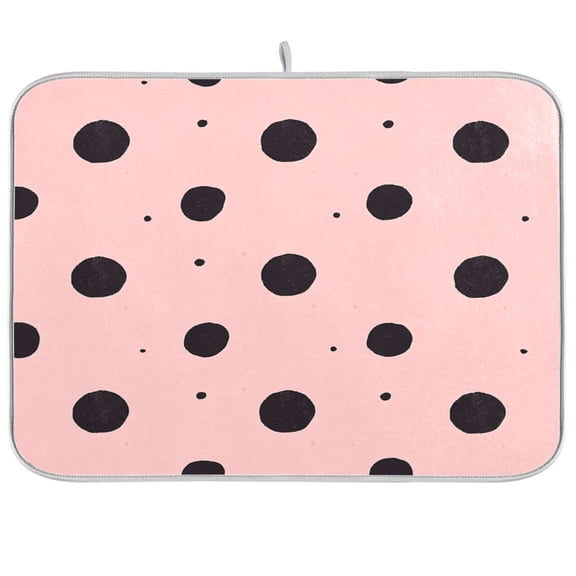 Dish Drying Mat for Kitchen Counter | Reversible, Super Absorbent & Hanging | 16x18 / 18x24 Inch (S/M),Polka Dots