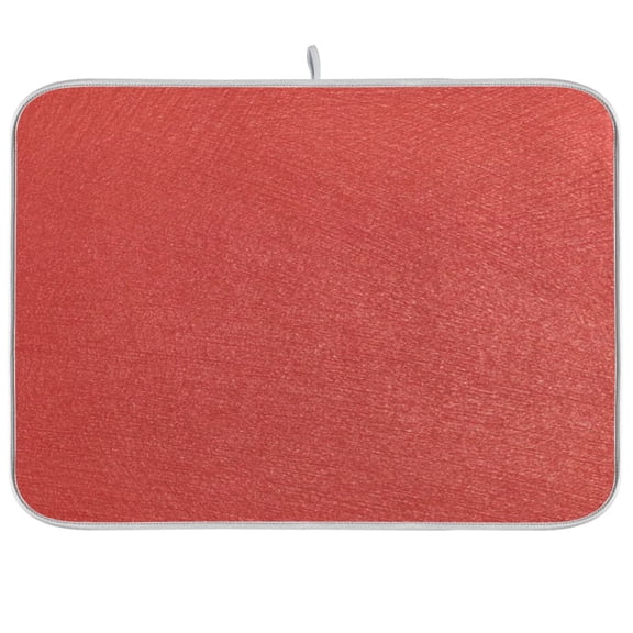 Dish Drying Mat for Kitchen Counter | Reversible, Super Absorbent & Hanging | 16x18 / 18x24 Inch (S/M)，Red