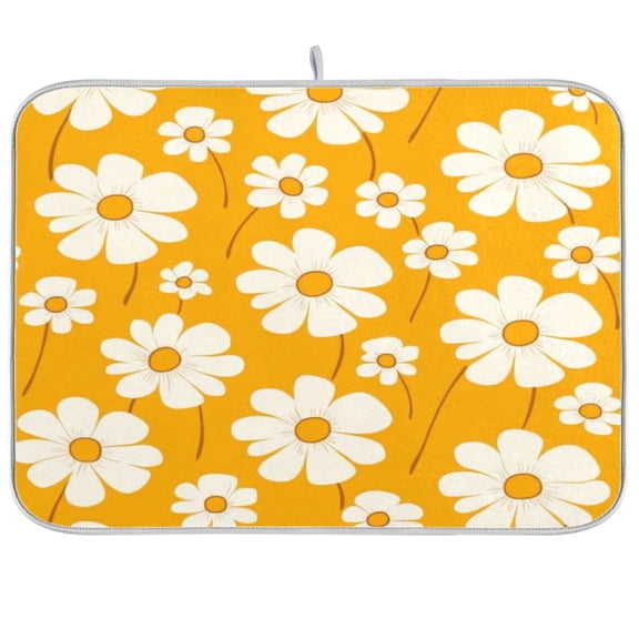 Dish Drying Mat for Kitchen Counter | Reversible, Super Absorbent & Hanging | 16x18 / 18x24 Inch (S/M),Retro Floral
