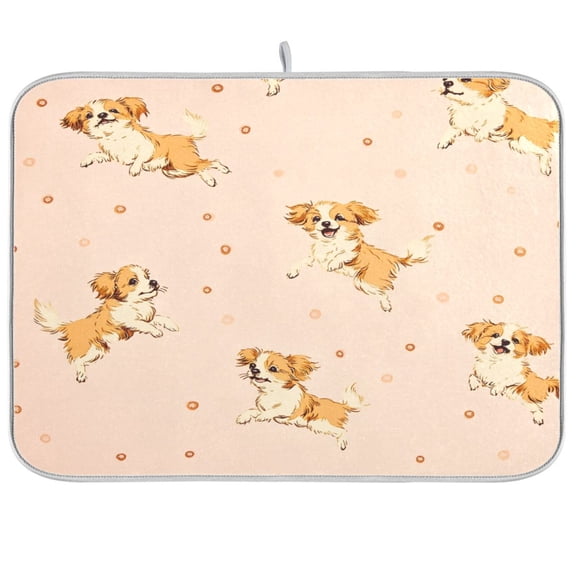 Dish Drying Mat for Kitchen Counter | Reversible, Super Absorbent & Hanging | 16x18 / 18x24 Inch (S/M),Small Dogs