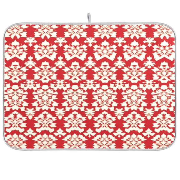 Dish Drying Mat for Kitchen Counter | Reversible, Super Absorbent & Hanging | 16x18 / 18x24 Inch (S/M)，Snowflakes