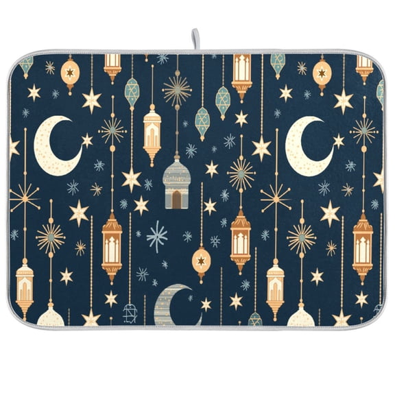 Dish Drying Mat for Kitchen Counter | Reversible, Super Absorbent & Hanging | 16x18 / 18x24 Inch (S/M),Starlit Sky