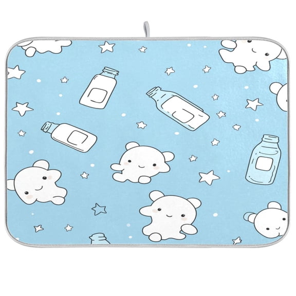 Dish Drying Mat for Kitchen Counter | Reversible, Super Absorbent & Hanging | 16x18 / 18x24 Inch (S/M)，Starry Sky
