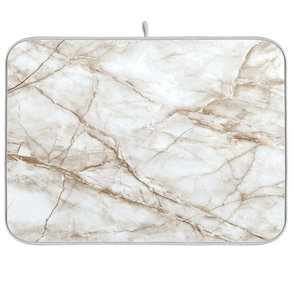 Dish Drying Mat for Kitchen Counter | Reversible, Super Absorbent & Hanging | 16x18 / 18x24 Inch (S/M)，The Brown Marble