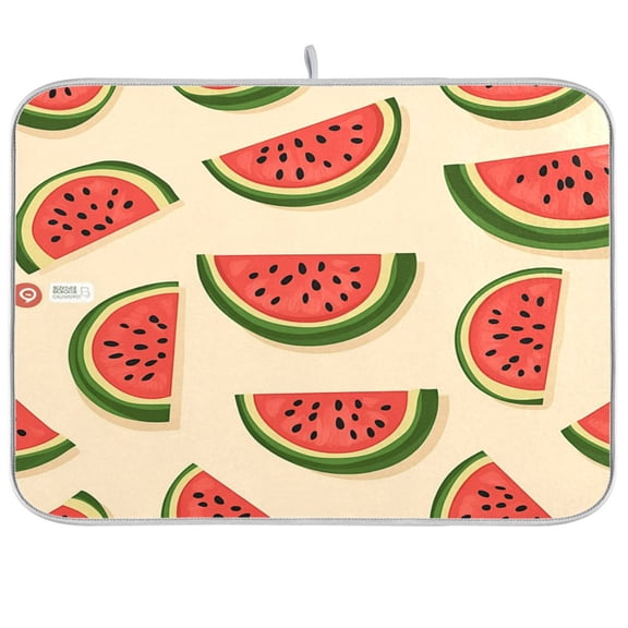 Dish Drying Mat for Kitchen Counter | Reversible, Super Absorbent & Hanging | 16x18 / 18x24 Inch (S/M)，Watermelon