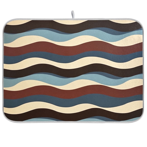 Dish Drying Mat for Kitchen Counter | Reversible, Super Absorbent & Hanging | 16x18 / 18x24 Inch (S/M),Wavy