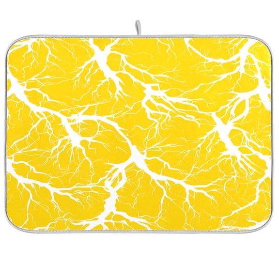 Dish Drying Mat for Kitchen Counter | Reversible, Super Absorbent & Hanging | 16x18 / 18x24 Inch (S/M),Yellow Bolt