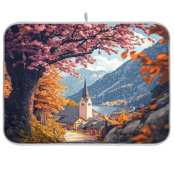 Dish Drying Mat for Kitchen Counter | Reversible, Super Absorbent & Hanging | 16x18 / 18x24 Inch (S/M),Yellow Tree