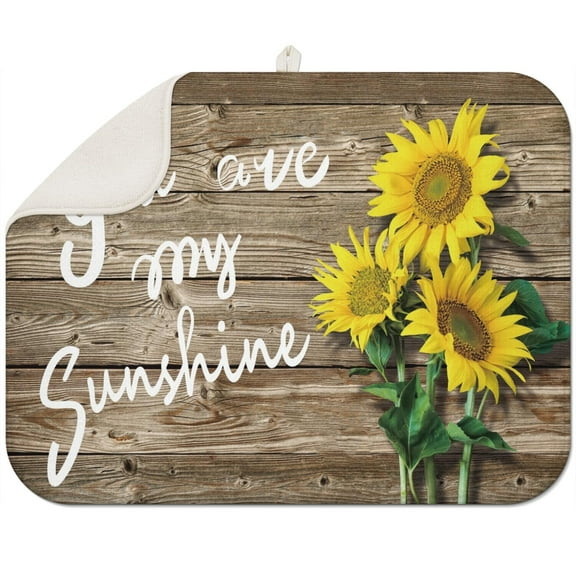 Dish Drying Mat for Kitchen Counter You Are My Sunflower Absorbent Reversible Microfiber Kitchen Countertop Protector Dishes Pad Large 18x24 Inch