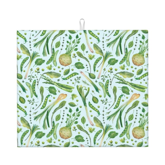 Dish Drying Mat, green Peas vegetable Highly Absorbent Drying Matt Kitchen Counter, Dish Mat Drying Pad Dishes Drainer Mats for Kitchen Counter or Sink, 16 x 18 inch