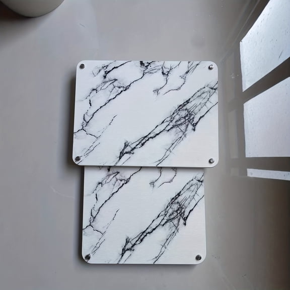 Dish Drying Mat with Stone Surface for Kitchen Counter, 2 Pack Quick Dry Pad, Gray/White