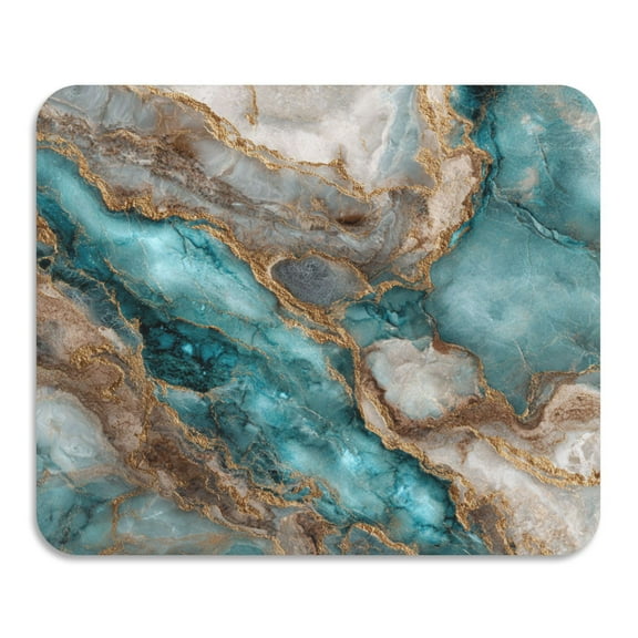 Dish Drying Mats Diatomaceous Earth Super Absorbent Non-slip Rubber Sole 23.6x19.7in Turquoise and Gold Marble