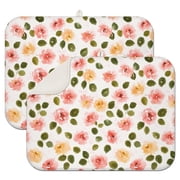 Printed Dish dry mat for Kitchen Counter 2 Pack Absorbent Reversible Drying Mats Microfiber Kitchen Countertop Protector Dishes Drying Pad Extra Large 18x24 Dish Mat