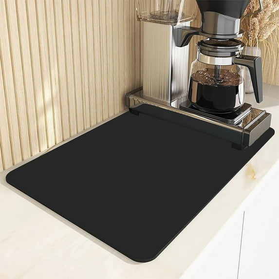 Dish Drying Mats for Kitchen Counter - Coffee Bar Mat Dish Drying Pad with Non-Slip Rubber Backed, Drying Mat for Coffee Machine Dish Rack Hide Stain Absorbent for Counter (23.5x15.5in