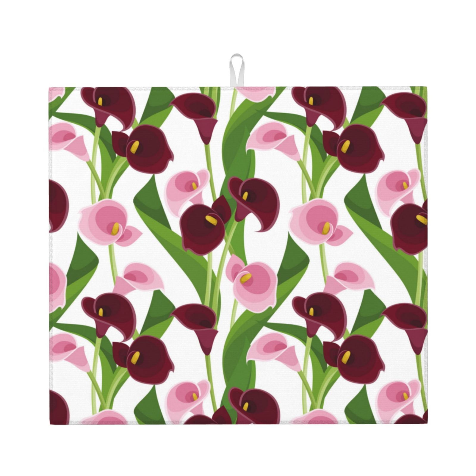 Dish Drying Mats for Kitchen Counter Purple Pink Calla Lily Flowers