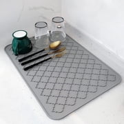 Dish Drying Mats for Kitchen Counter-Silicone Dish Drying Mat-Kitchen Dish Drying Pad Heat Resistant Mat-Kitchen Gadgets Kitchen Accessories Kitchen Small Appliances12" x 16, GREY