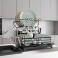 thumbnail image 1 of Innovaze Metal Dish Drying Rack, 2 Tier Compact Dish Rack w/Bamboo Holder for Kitchen Counter, Black, 1 of 7