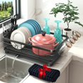 thumbnail image 1 of Dish Drying Rack, 2-Tier Dish Rack with Auto-Drain & Mat, Dish Racks for Kitchen Counter, Dish Drainer with Knife, Fork & Cup Rack, Gifts for Women, Mothers Day, Cool Stuff & Kitchen Gadgets, 1 of 10
