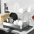 thumbnail image 1 of Dish Drying Rack,2 Tier Dish Rack with Drainboard,Tool-Free Installation, 1 of 7
