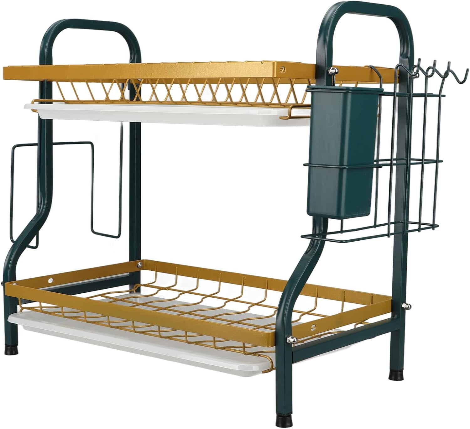 Dish Drying Rack, 2-Tier Large Capacity Dish Drainer Organizer Shelf ...