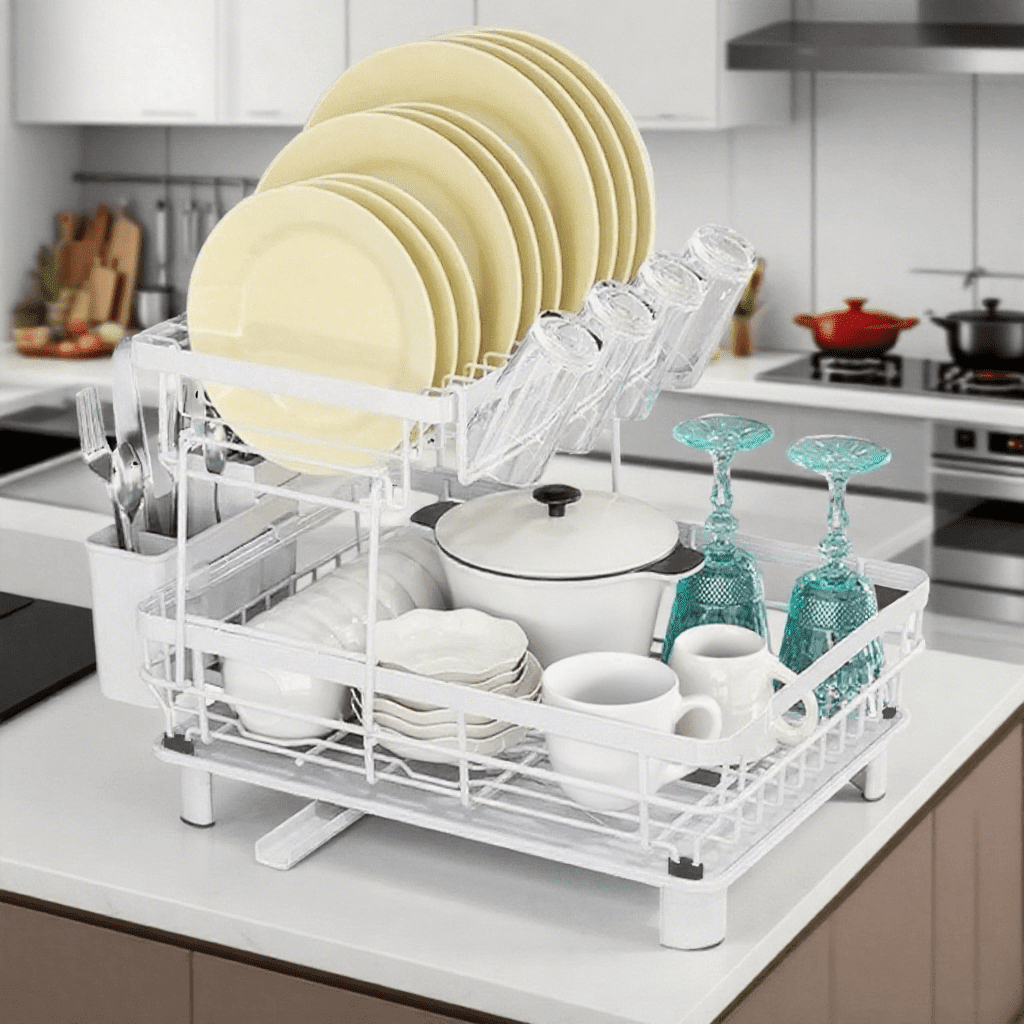 Dish Drying Rack - 2-Tier Large Dish Rack, Suitable for Kitchen ...